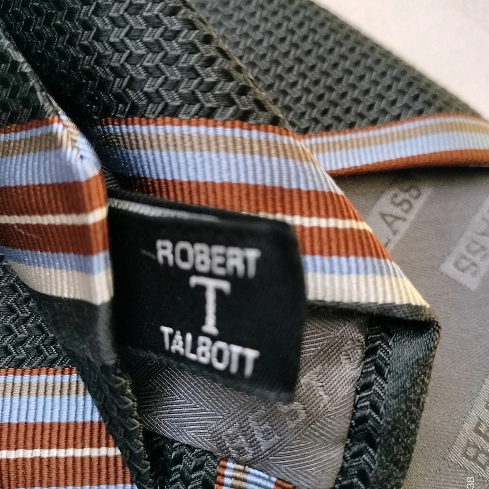Robert Talbott Men's Striped Tie  Gray Multicolored Finest Silk Handsewn Retro